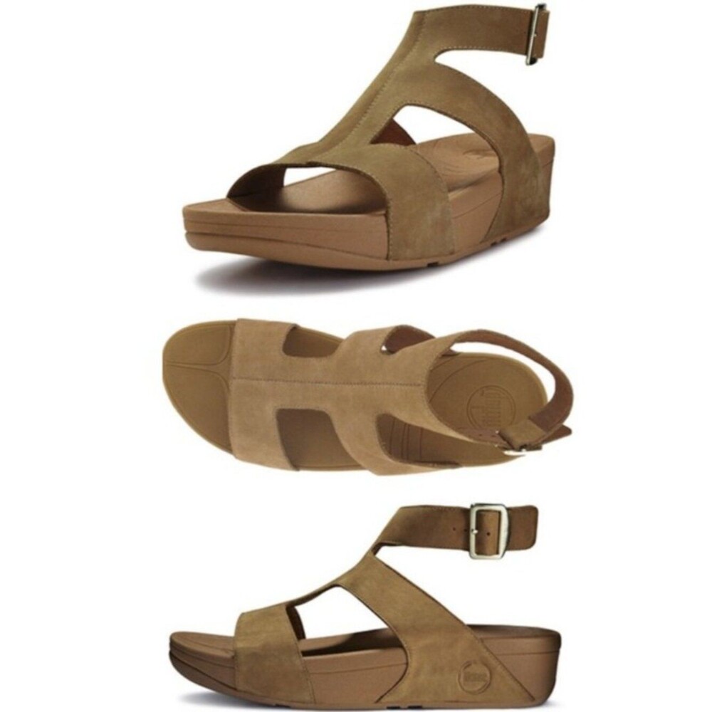 Women’s Suede Ankle-Strap Wedge Sandal - Tan